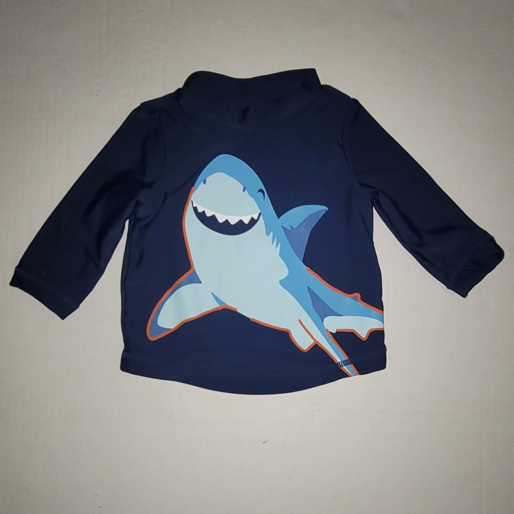 Carters Blue long sleeve rash guard happy Shark